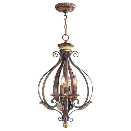 Villa Verona Chandelier, Verona Bronze With Aged Gold Leaf Accents