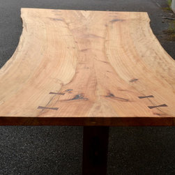Live Edge Sycamore Dining Table with Trestle Base - Dining Tables