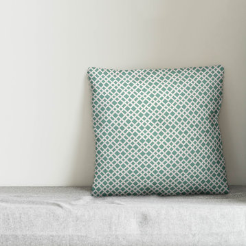 Teal Lattice Pattern Throw Pillow Cover, 18"x18"