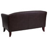 Contemporary Design Brown Leather Loveseat