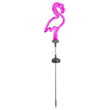 Solar Neon Pink LED Flamingo Stake Light