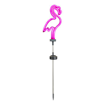 Solar Neon Pink LED Flamingo Stake Light