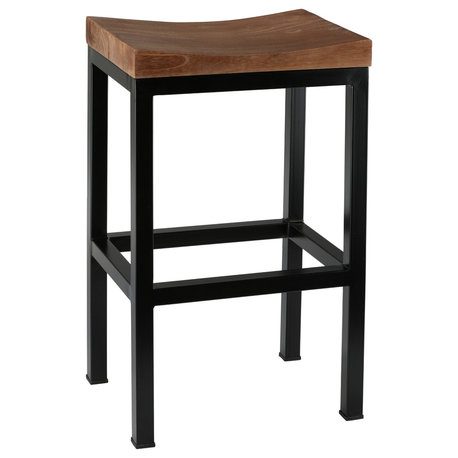 Bare Decor Kitta Metal Barstool With Solid Wood Seat