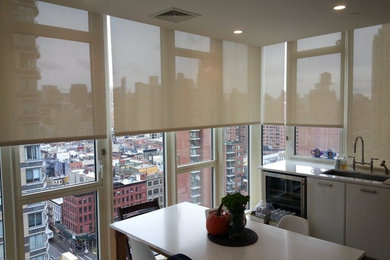 Kitchen & office remodel with solar screen shades & cassette solar screen shades