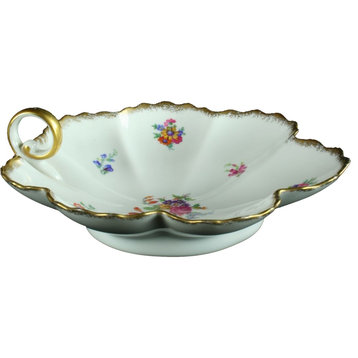 Consigned Dish Porcelain Cerabel Vintage 1950 Decorative Flowers Gilded Floral
