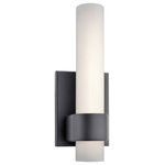 Elan Lighting - Elan Lighting 83747 Izza - 13" 1 LED Wall Sconce - Etched glass softly contrasts the metal finish ofIzza 13" 1 LED Wall  Bronze Etched Opal GUL: Suitable for damp locations Energy Star Qualified: n/a ADA Certified: n/a  *Number of Lights: Lamp: 1-*Wattage: LED bulb(s) *Bulb Included:Yes *Bulb Type:LED *Finish Type:Bronze