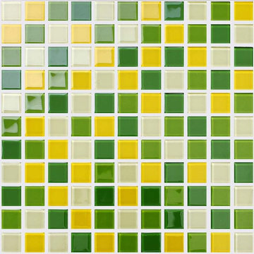 Green Yellow Crystal Glass Brick Pool Tile Bathroom Wall Stickers