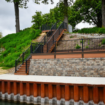 Trex Deck and Retaining Wall Designed to Embrace the River View