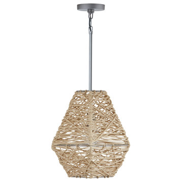 Finley One Light Pendant, Natural Jute and Grey