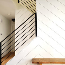 Shiplap wall and staircase