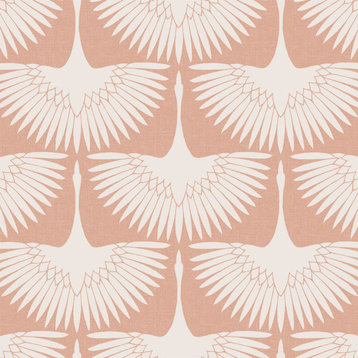 Feather Flock Peel and Stick Wallpaper, 28 Sq. ft., Sahara Blush