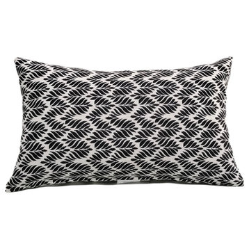 Kimberly Ann Indoor/Outdoor Throw Pillow, Set of 2, Black Leaf, 12" X 20"