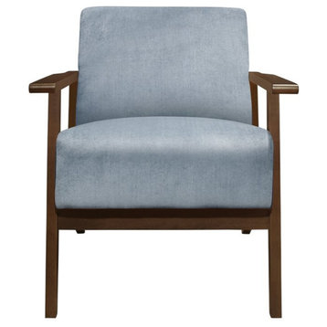 Lexicon August Velvet Upholstered Accent Chair in Blue Gray