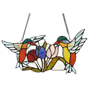 Chloe Lighting Annabella Tiffany Animal Design Window Panel 18 X25 Stained Glass Panels By Chloe Lighting Inc