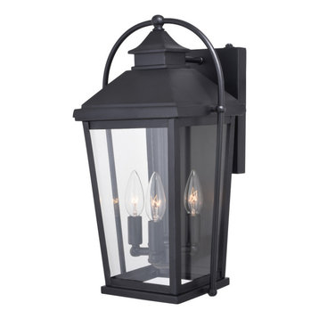 Lexington Dusk to Dawn Black Outdoor Wall Lantern Light Clear Glass, 9.5-in. W X