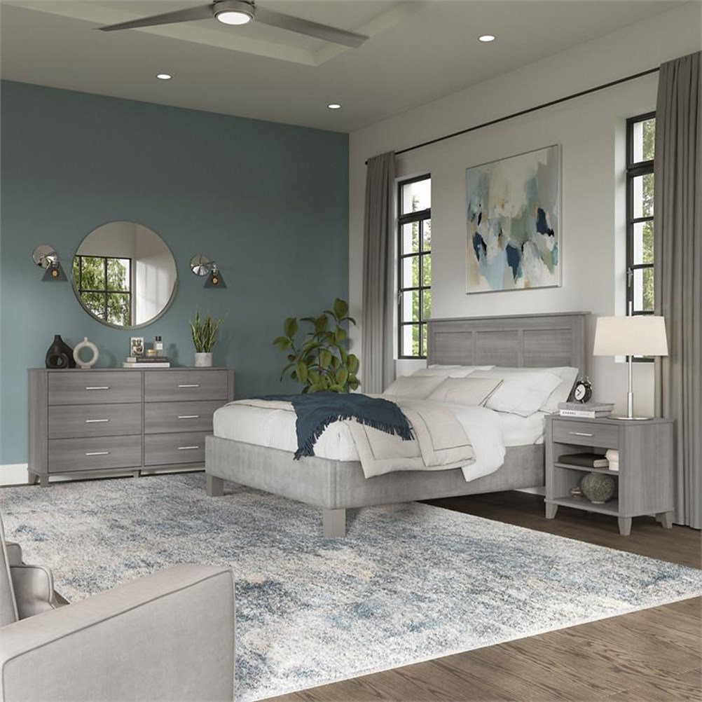 Somerset 3 Piece Full/Queen Size Bedroom Set in Platinum Gray ...