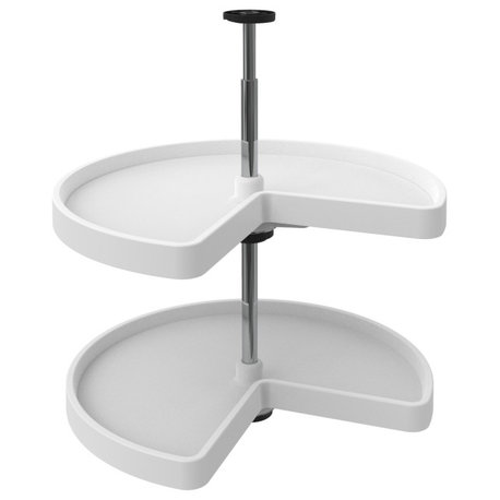 Value Line Polymer Kidney 2-Shelf Lazy Susans for Corner Base, White, 24"W