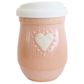 Valentine's Travel Mug With White Silicone Lid, Small, 16 oz. Pink