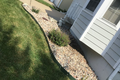 Inspiration for a mid-sized modern rock front yard river rock formal garden.