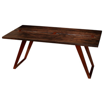 Bare Decor Admiral Wood Dining Table With Metal Base
