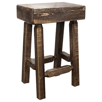 Homestead Counter Height Half Log Bar Stool, Stain and Lacquer Finish