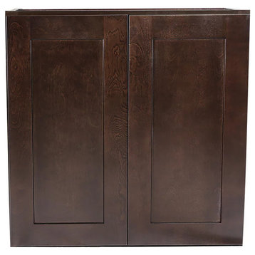 Wall Storage Cabinet, Framed Doors With Soft Close Function & Inner Shelf, 24"