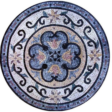 Floral Mosaic Rondure, Fai, 35"x35"