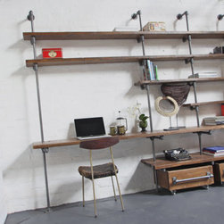 Caroline Reclaimed Scaffolding Industrial Desk and Shelves - Desks & Writing Bureaus