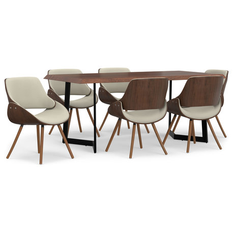 Malden SOLID MANGO WOOD 7 Piece Dining Set in Cream
