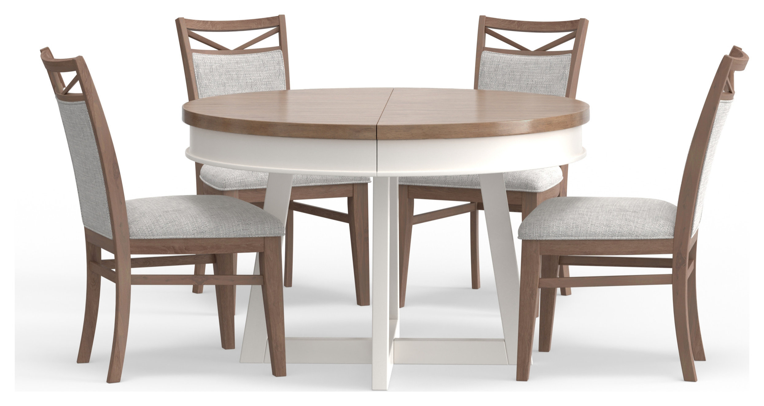 48" Round Extendable Dining Table and 4 Upholstered Chairs - Transitional - Dining Sets - by ...