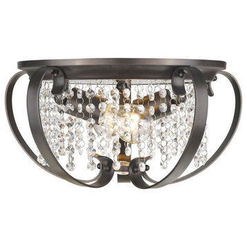 2 Light Flush Mount in Contemporary style - 7 Inches high by 14.5 Inches