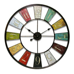 Kaleidoscope 24" Round Steel Frame w/ Colorful Panels Clock - Wall Clocks