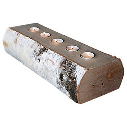 Rustic Candleholders Birch Candleholder Log