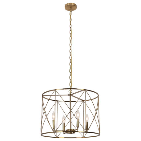 Calah 4 Light Chandelier, Incandescent, Aged Brass