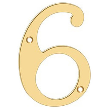 RN6-6 6" Numbers, Solid Brass, Lifetime Brass