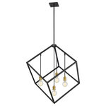 Z-lite - Z-Lite 478P34-BRZ-OBR Four Light Pendant Vertical Bronze / Olde Brass - Enjoy the modern edge that this large two-tone four-light pendant adds to your home. It features a bronze and olde brass finish with the lights inside a single large cube-shaped shade for a dynamic look that energizes any space. It`s a vibrant light designed to transform any dining room, hallway, bedroom, or kitchen.