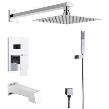 Monte Celo Stainless Steel Square Shower Set, Chrome