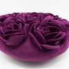 Multi Rose Motifs Felt 15" Round Decorative Throw Pillow, Plum