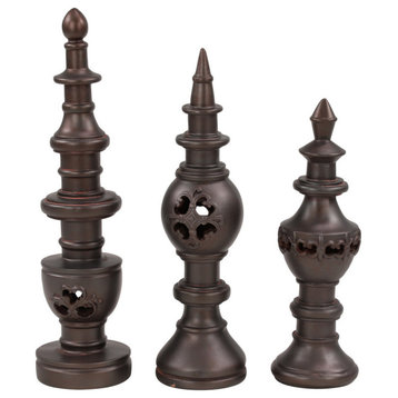 Tall Bronze Decorative Finials Shelf and Table Decor, Set of 3
