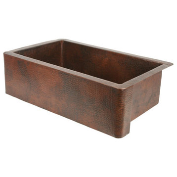 33" Single Well Copper Farmhouse Kitchen Sink by SoLuna, Cafe Natural