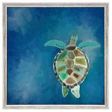 "Swimming Sea Turtle" Mini Framed Canvas by Cathy Walters