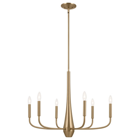 Deela 6 Light Chandelier 1 Tier Medium, Champagne Bronze