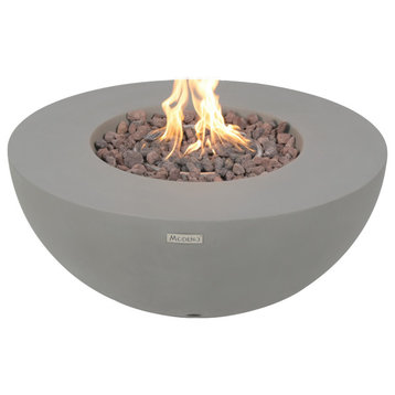 Modeno Roca Gray Durable Round Concrete Fire Bowl, Natural Gas
