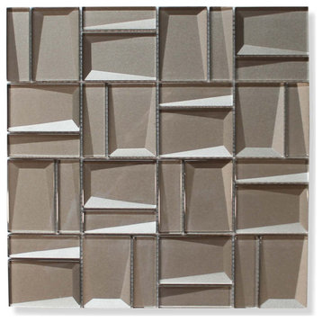Illusion II 3D 3" x 3" Beveled Glass Mosaic Tiles - Morion - 10 SF Box