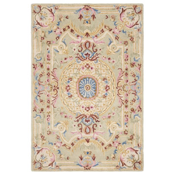 Safavieh Savonnerie 4' x 6' Hand Tufted Wool Rug in Sage and Blue