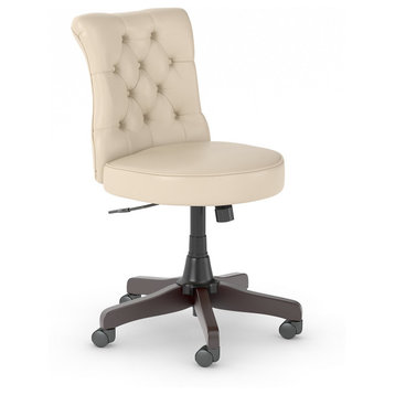Bush Business Arden Lane Mid Back Tufted Office Chair, Black Leather