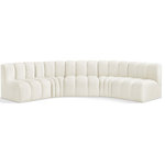 Meridian Furniture - Arc Velvet Upholstered 5-Pc. U-Shaped Modular Sectional, Cream - Give your living room or den the perfect blend of style and versatility with this Arc velvet fabric curved modular Sectional. Part of the Arc modular furniture collection, this Sectional comes upholstered in rich cream velvet fabric and features deep channel tufting that adds a touch of luxury while enhancing comfort and support. A seamless combination of form and function, this chair can be used with other Arc pieces to create a myriad of configurations in your well-curated room.