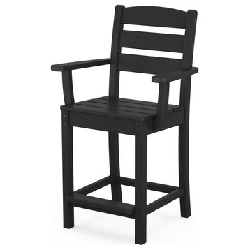 POLYWOOD Lakeside Counter Arm Chair, Black