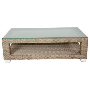 Palisades Outdoor Coffee Table With Tempered Glass Top
