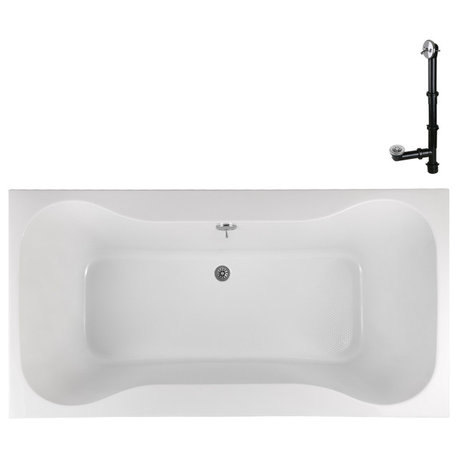 Streamline 60 in. x 32 in. Acrylic Drop-In Bathtub, Polished Chrome